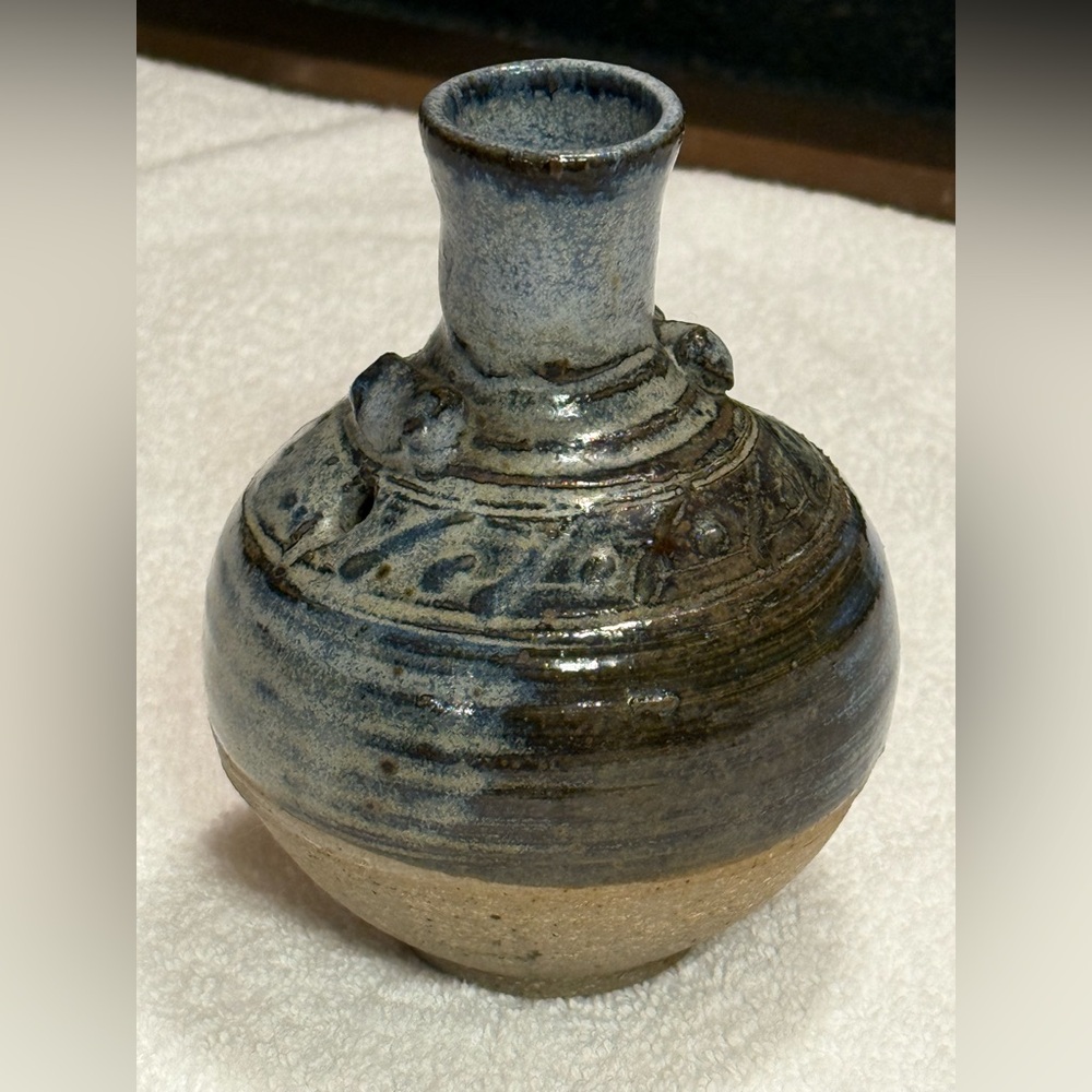 Vintage Art Studio Blue and Gray Ceramic Art Vase